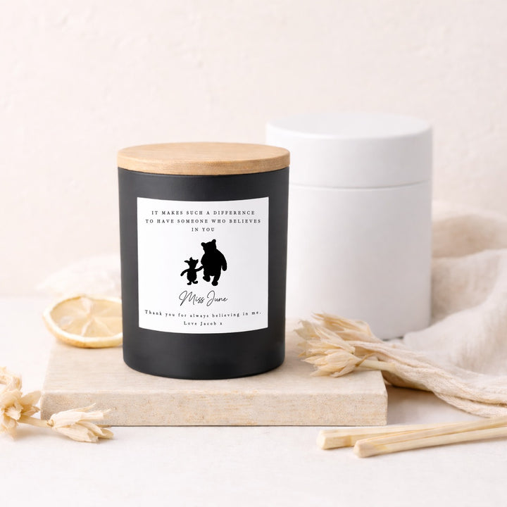 Personalised Pooh Bear Quote Teacher Gift Candle &amp; Box