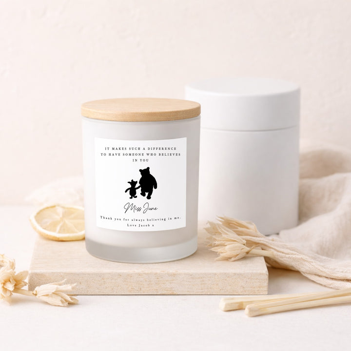 Personalised Pooh Bear Quote Teacher Gift Candle &amp; Box