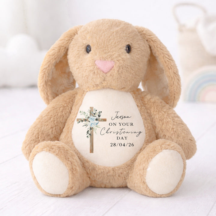 Personalised Blue Cross On Your Christening Day Soft Toy