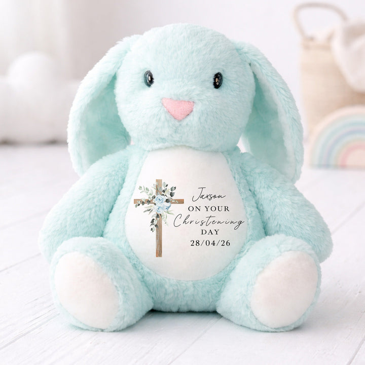 Personalised Blue Cross On Your Christening Day Soft Toy