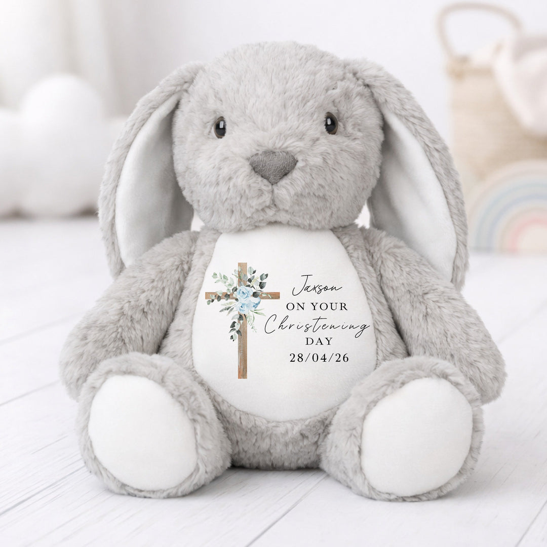 Personalised Blue Cross On Your Christening Day Soft Toy