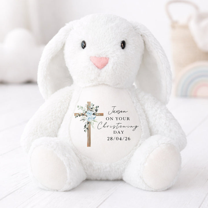 Personalised Blue Cross On Your Christening Day Soft Toy