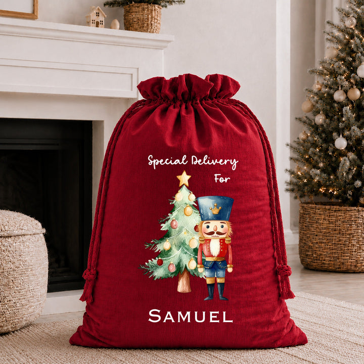 Personalised Blue Nutcracker Christmas Stocking or Santa Sack