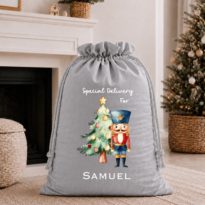 Personalised Blue Nutcracker Christmas Stocking or Santa Sack