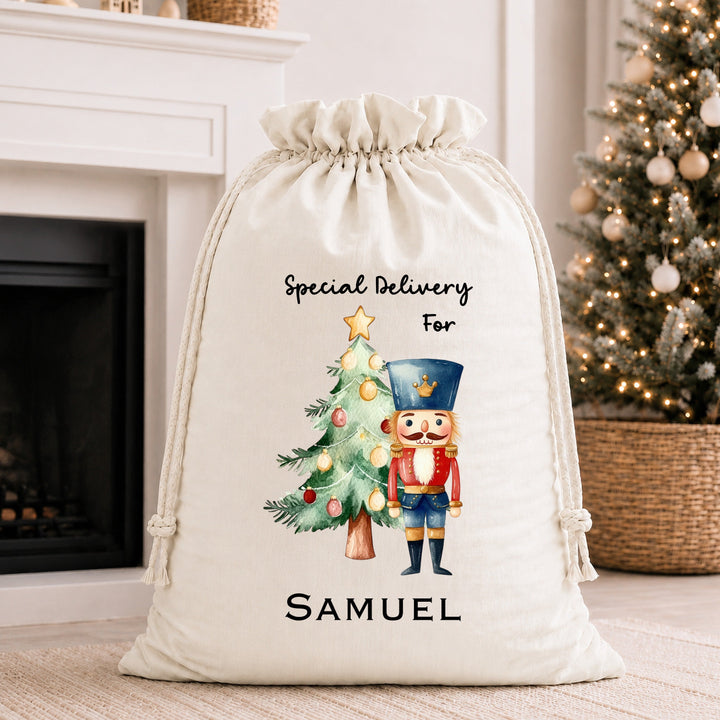 Personalised Blue Nutcracker Christmas Stocking or Santa Sack