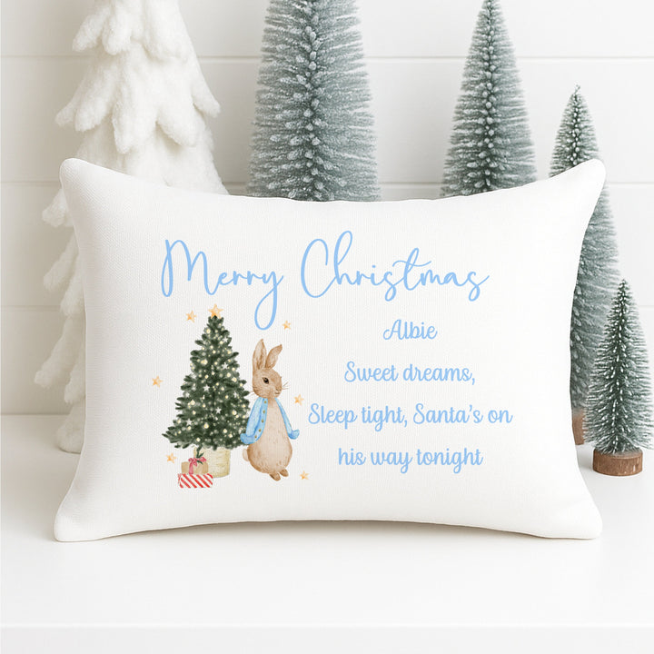 Personalised Blue Rabbit Sweet Dream Christmas Eve Pillow Case