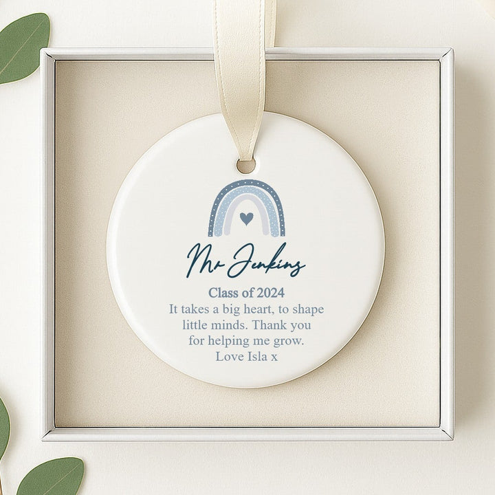 Personalised Blue Rainbow Ornament Teacher Gift