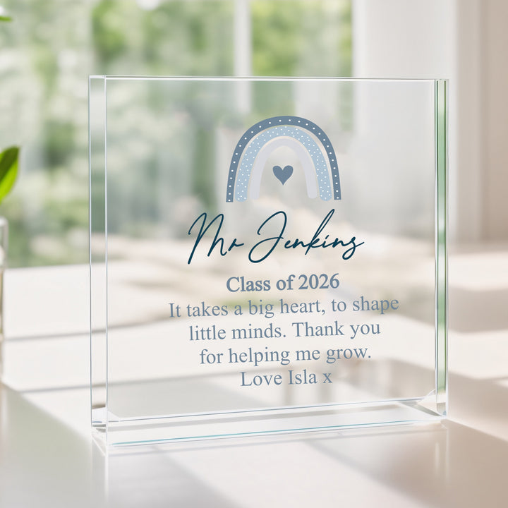 Personalised Acrylic Blue Rainbow Thank You Teacher Gift