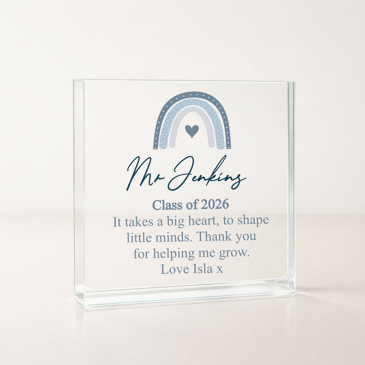 Personalised Acrylic Blue Rainbow Thank You Teacher Gift