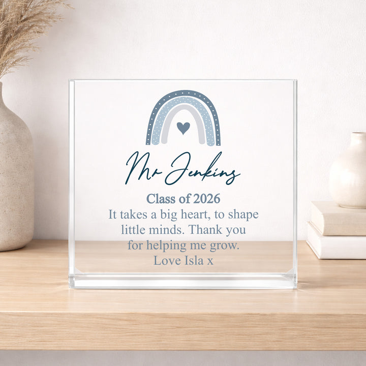 Personalised Acrylic Blue Rainbow Thank You Teacher Gift