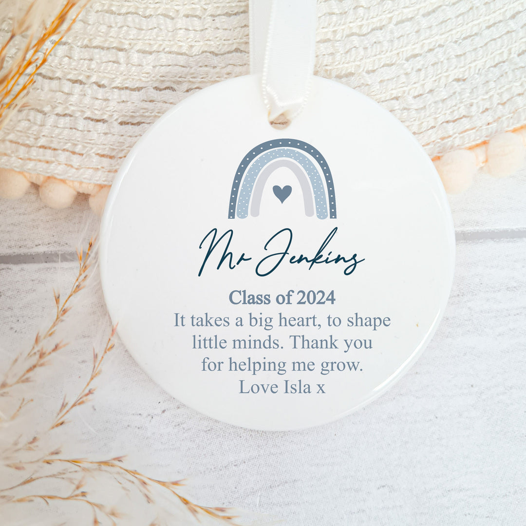 Personalised Blue Rainbow Ornament Teacher Gift