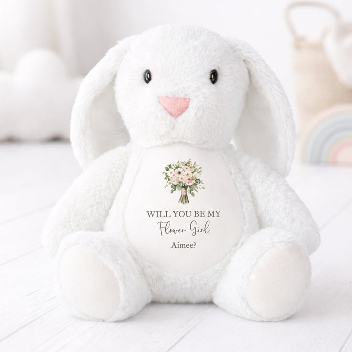 Personalised Pink Bouquet Flower Girl Rabbit Teddy