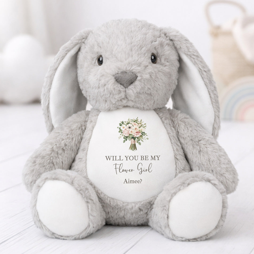 Personalised Pink Bouquet Flower Girl Rabbit Teddy