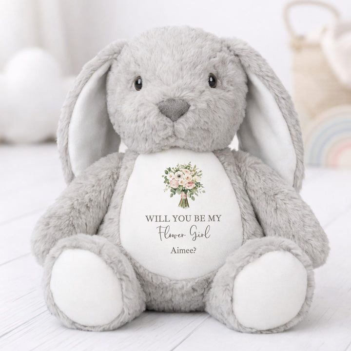 Personalised Pink Bouquet Flower Girl Rabbit Teddy