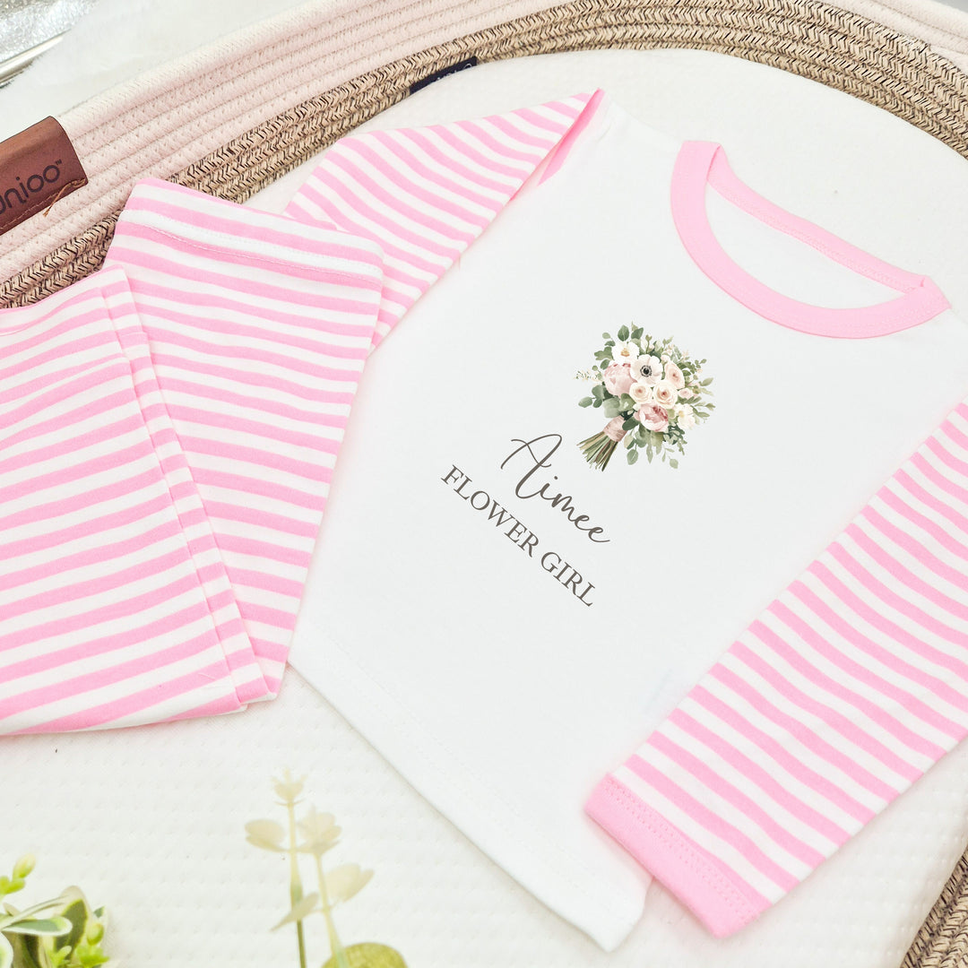 Personalised Pink Bouquet Flower Girl Pyjamas