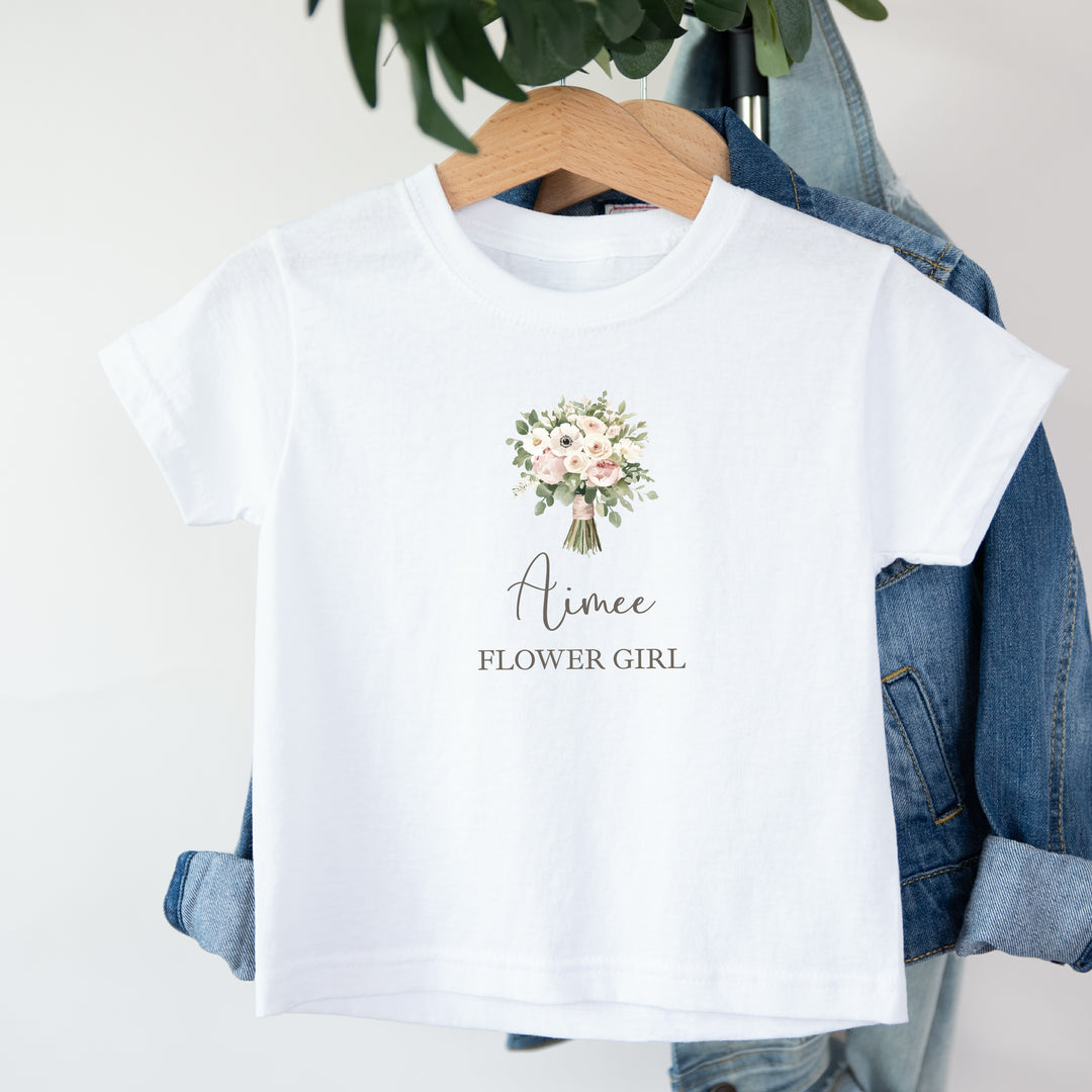 Personalised Pink Bouquet Flower Girl T-Shirt or Baby Vest