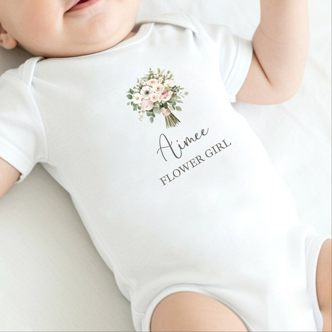 Personalised Pink Bouquet Flower Girl T-Shirt or Baby Vest