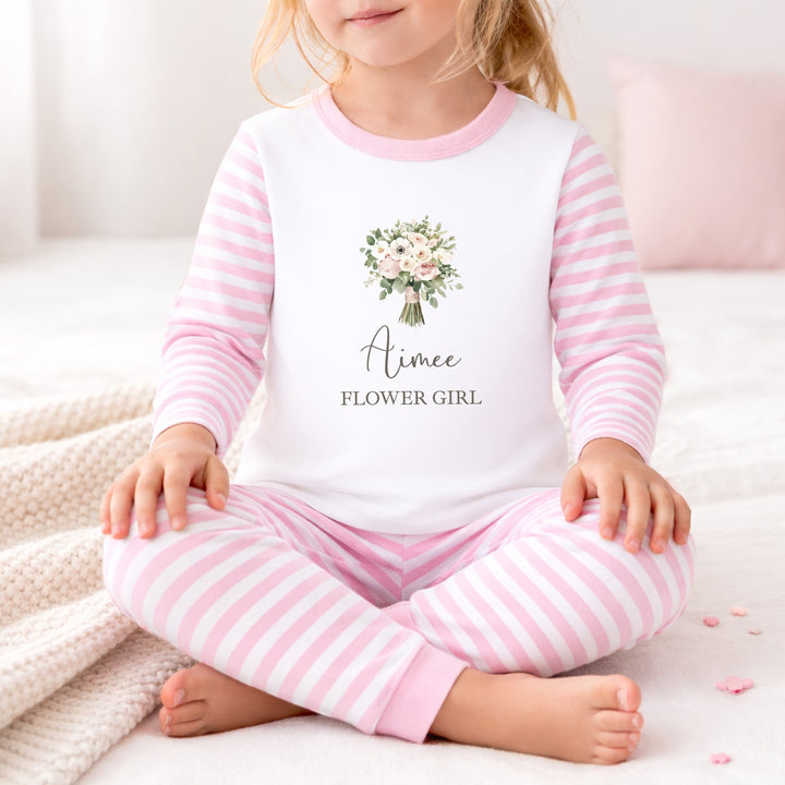 Personalised Pink Bouquet Flower Girl Pyjamas