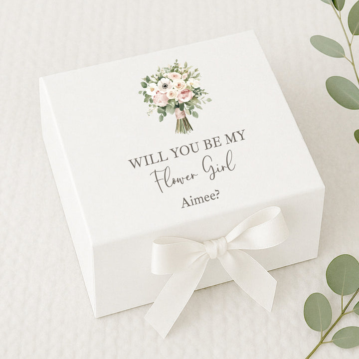 Personalised Pink Bouquet Will You Be My Flower Girl Propsal Box