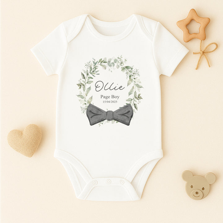 Personalised Bow Tie Wreath Page Boy T-Shirt or Baby Vest