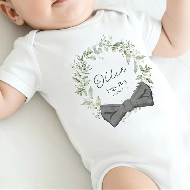 Personalised Bow Tie Wreath Page Boy T-Shirt or Baby Vest