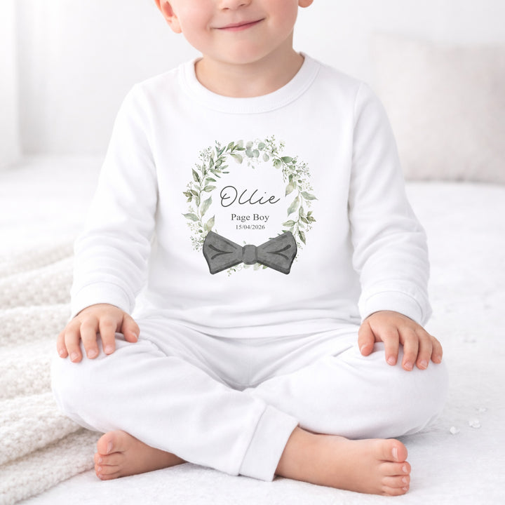 Personalised Bow Tie Wreath Page Boy Pyjamas