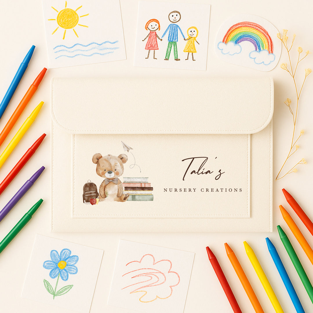 Personalised Bear School Art Work Folder