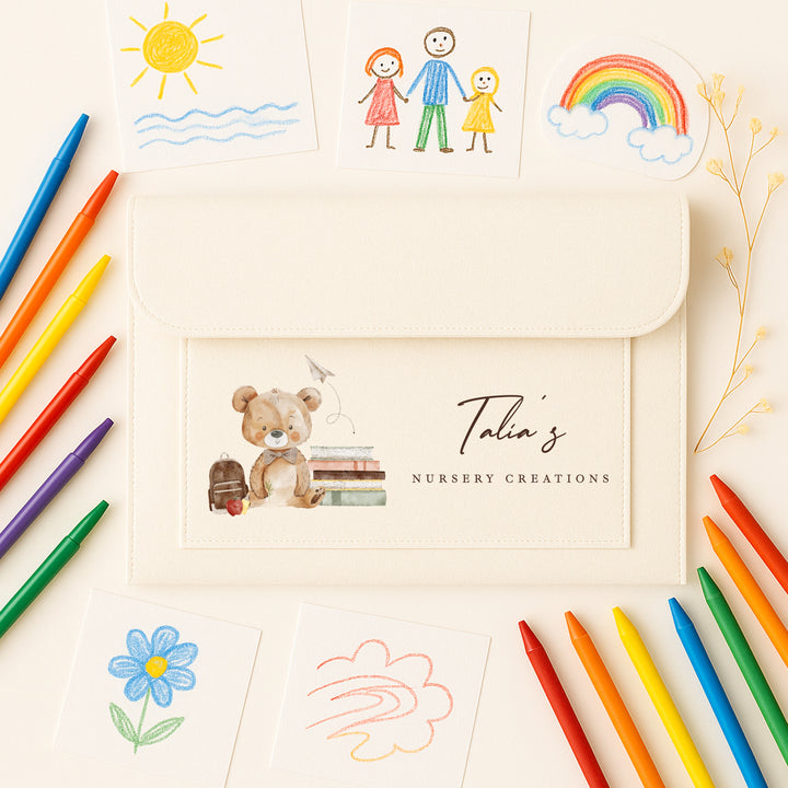 Personalised Bear School Art Work Folder