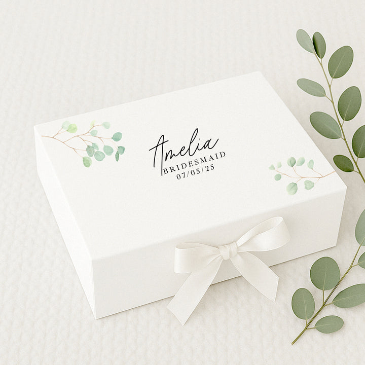 Personalised Green Leaf Bridesmaid Proposal Gift Box