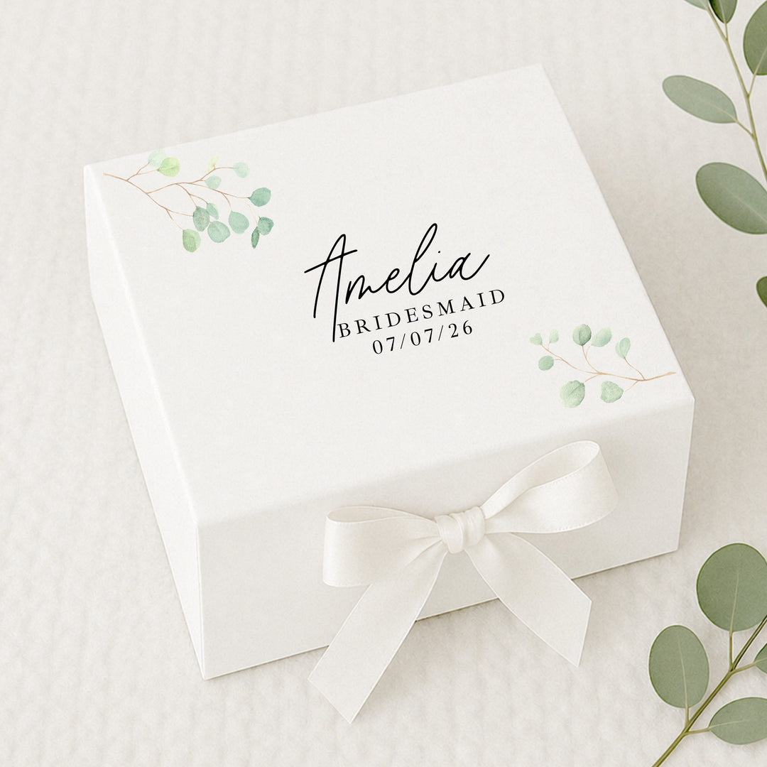 Personalised Green Leaf Bridesmaid Proposal Gift Box