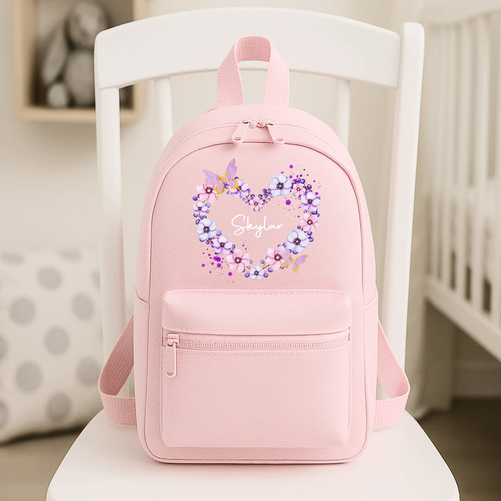 Personalised Pink Butterfly Wreath Toddler Backpack