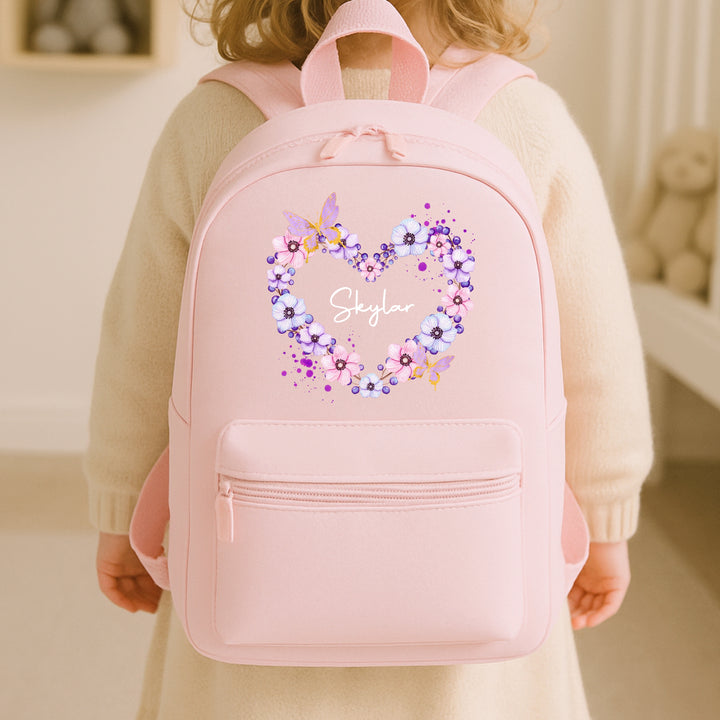 Personalised Pink Butterfly Wreath Toddler Backpack