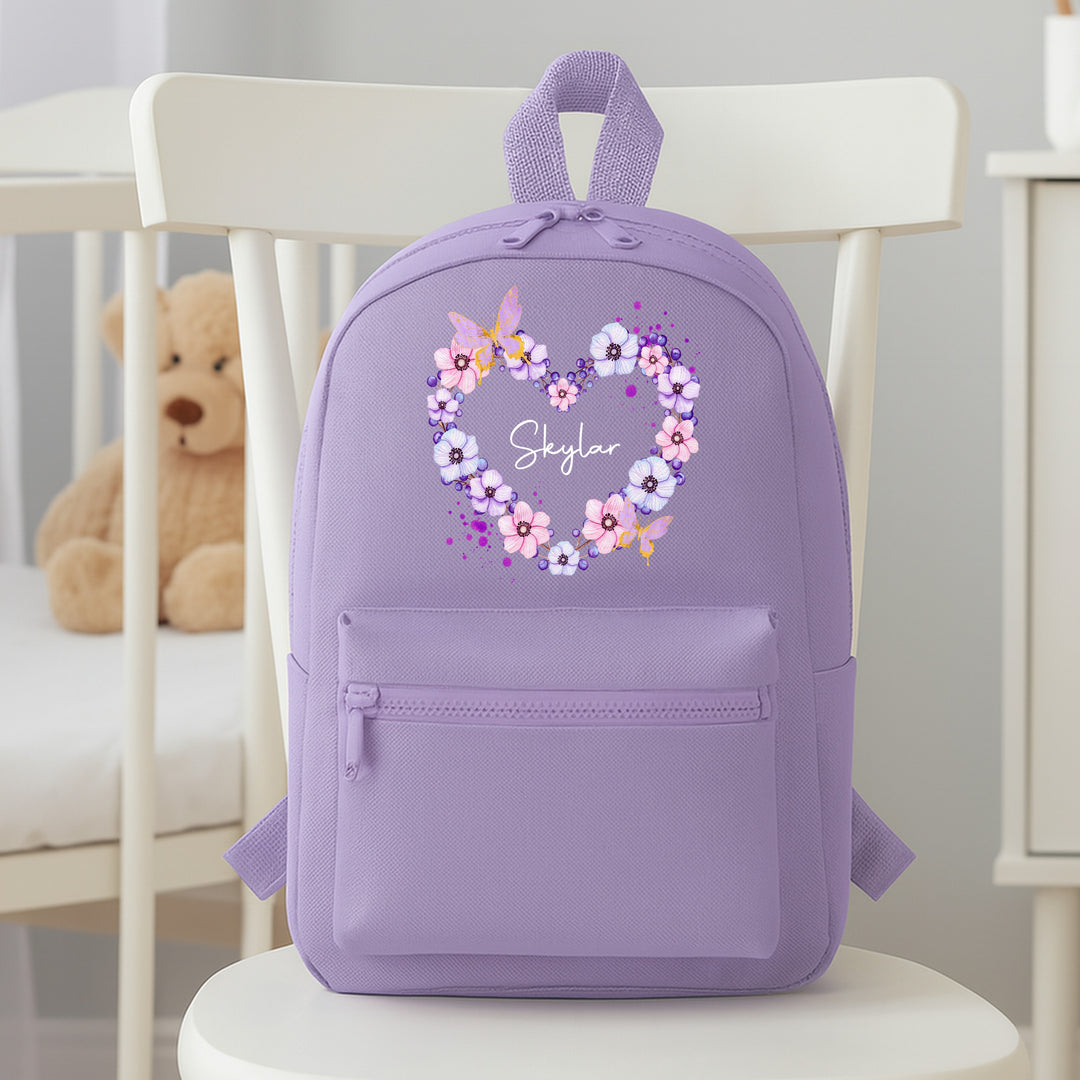 Personalised Pink Butterfly Wreath Toddler Backpack