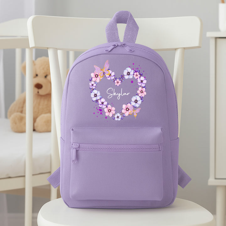 Personalised Pink Butterfly Wreath Toddler Backpack