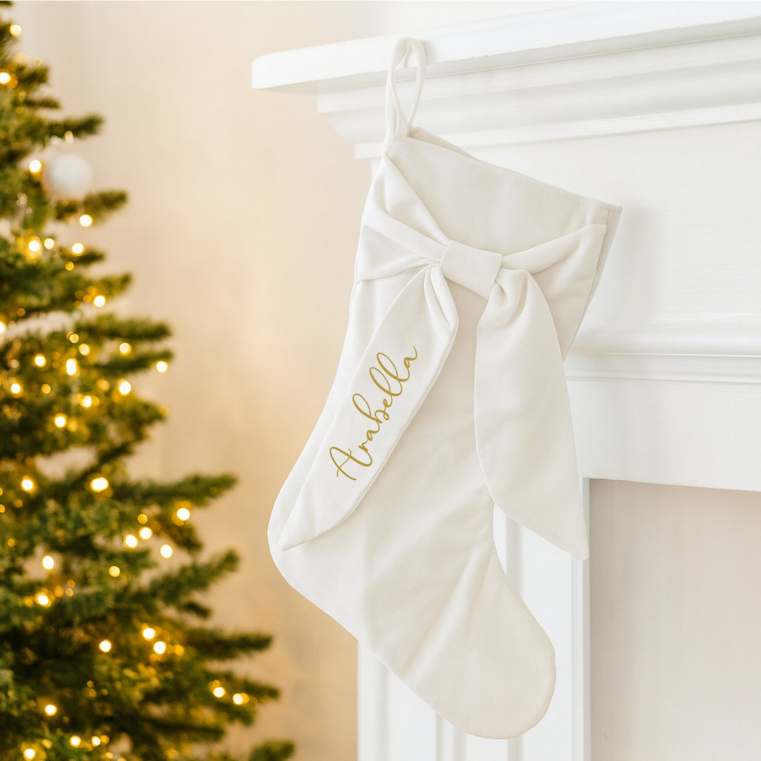 Personalised Bow Christmas Hanging Stocking