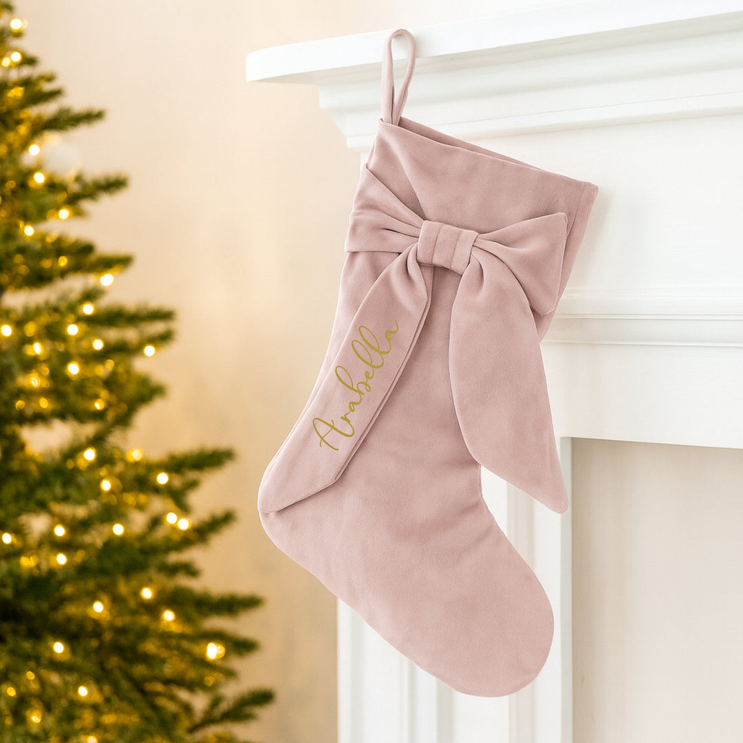 Personalised Bow Christmas Hanging Stocking