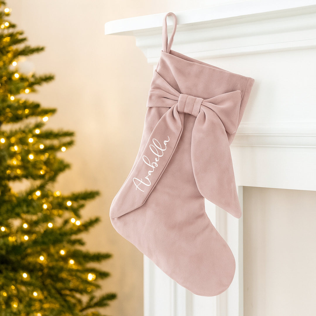 Personalised Bow Christmas Hanging Stocking