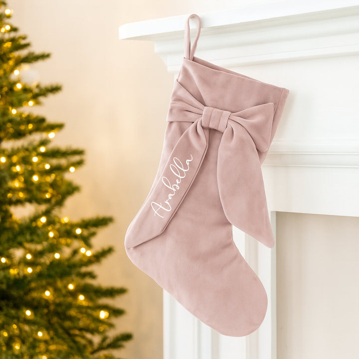 Personalised Bow Christmas Hanging Stocking