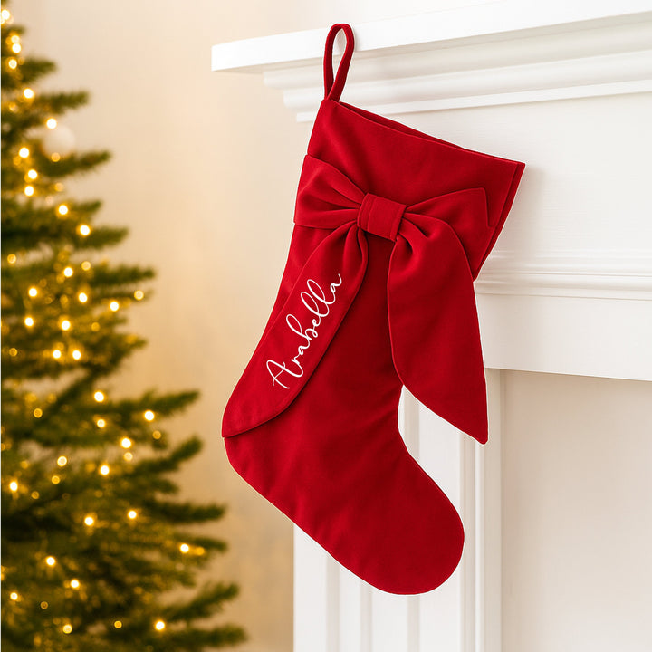 Personalised Bow Christmas Hanging Stocking
