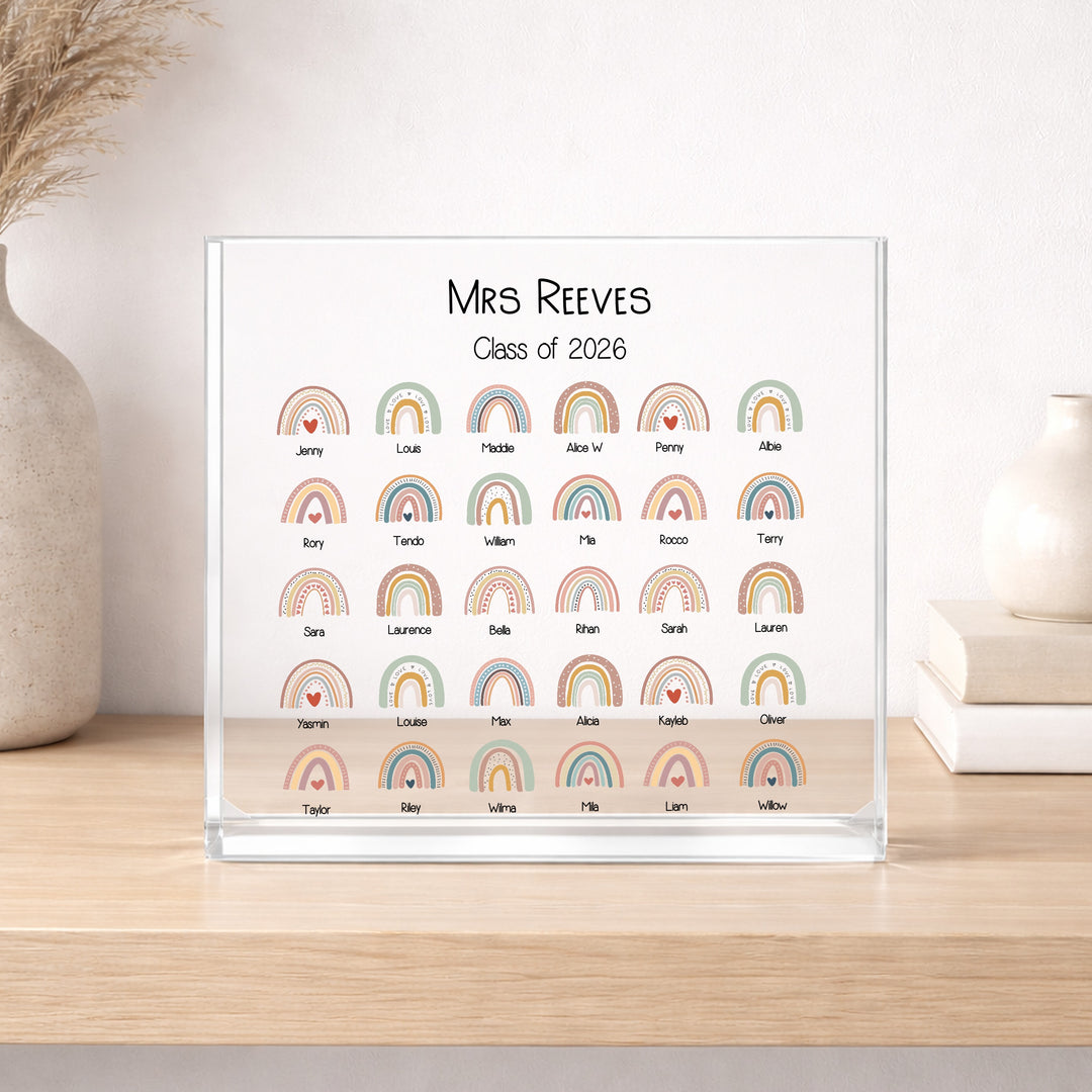 Personalised Acrylic Rainbow Class Teacher Gift