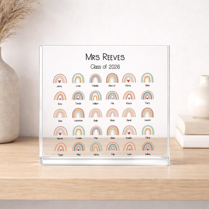 Personalised Acrylic Rainbow Class Teacher Gift