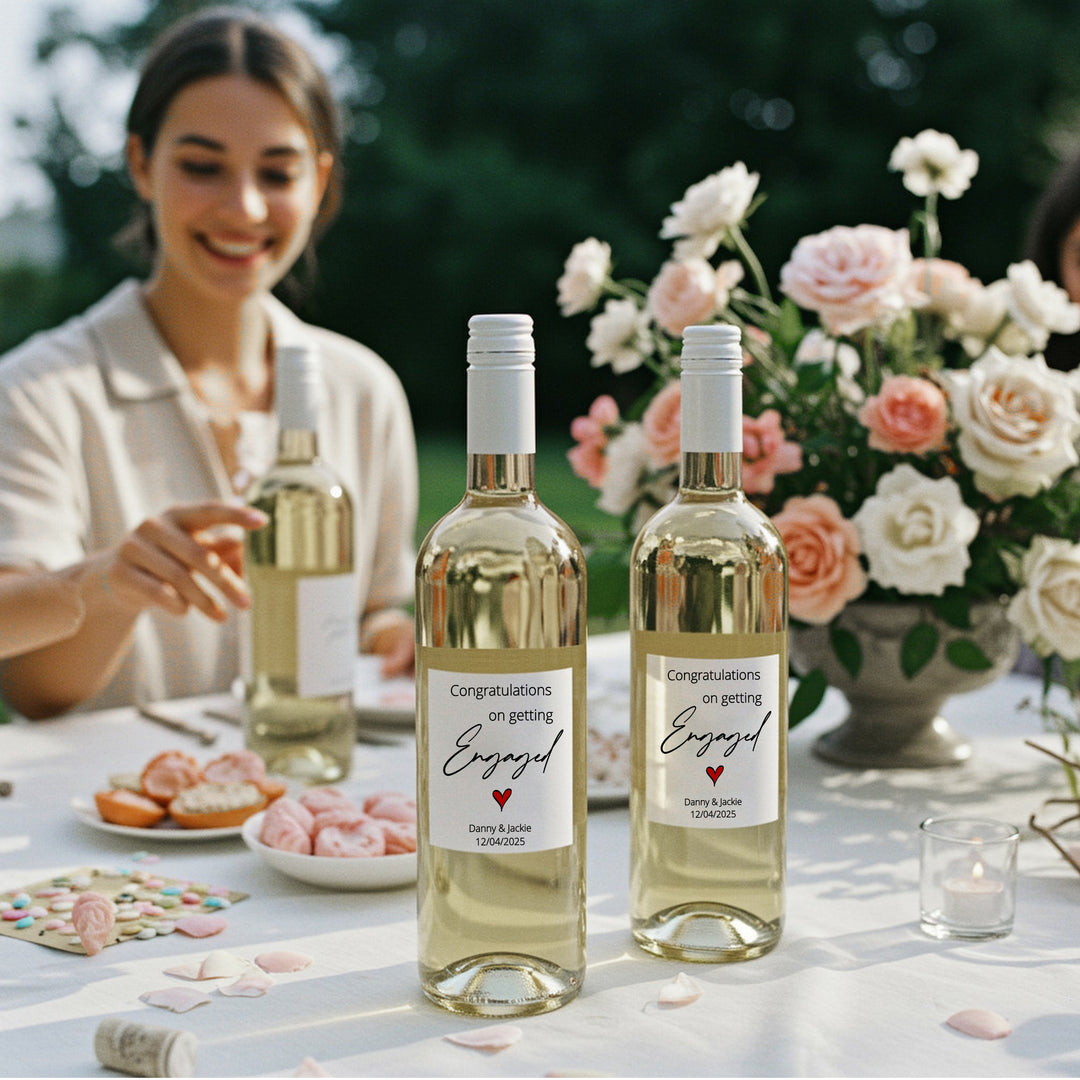 Personalised Congratulations On Your Engagement Wine Bottle Sticker