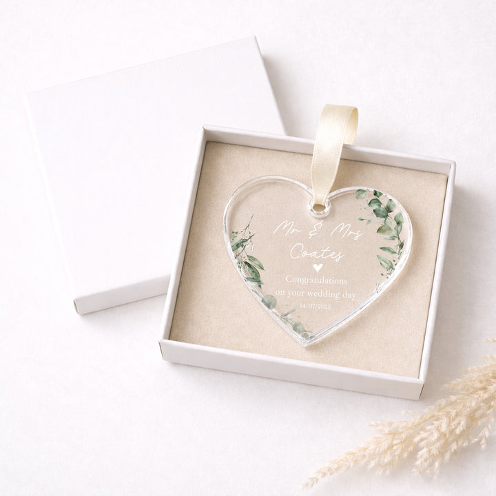 Personalised Floral Heart Wedding Keepsake Ornament