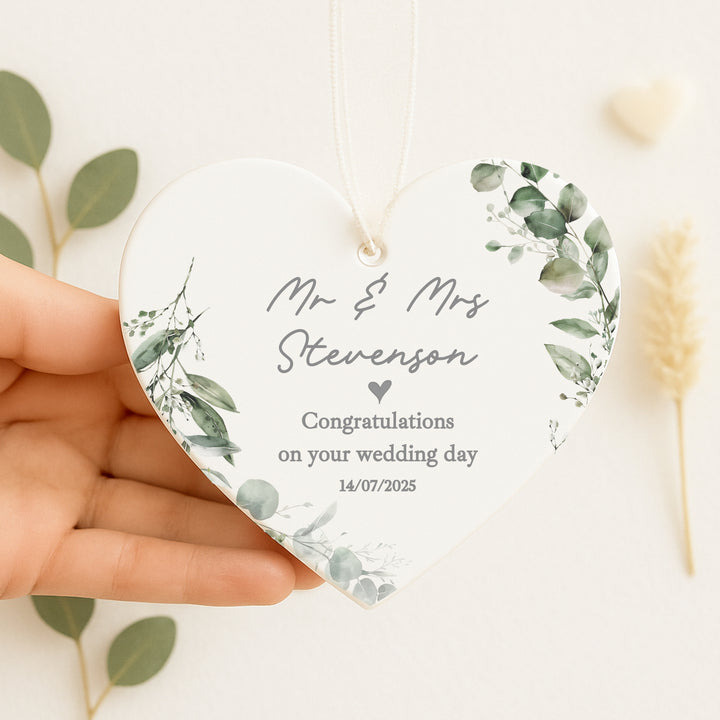 Personalised Floral Heart Wedding Keepsake Ornament