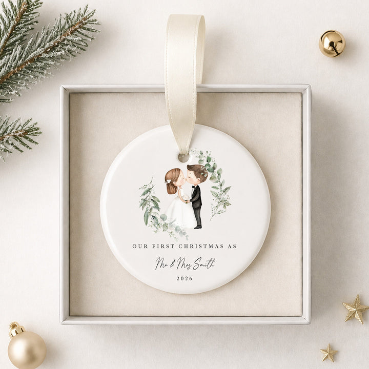 Personalised Couple Our First Christmas Married Bauble