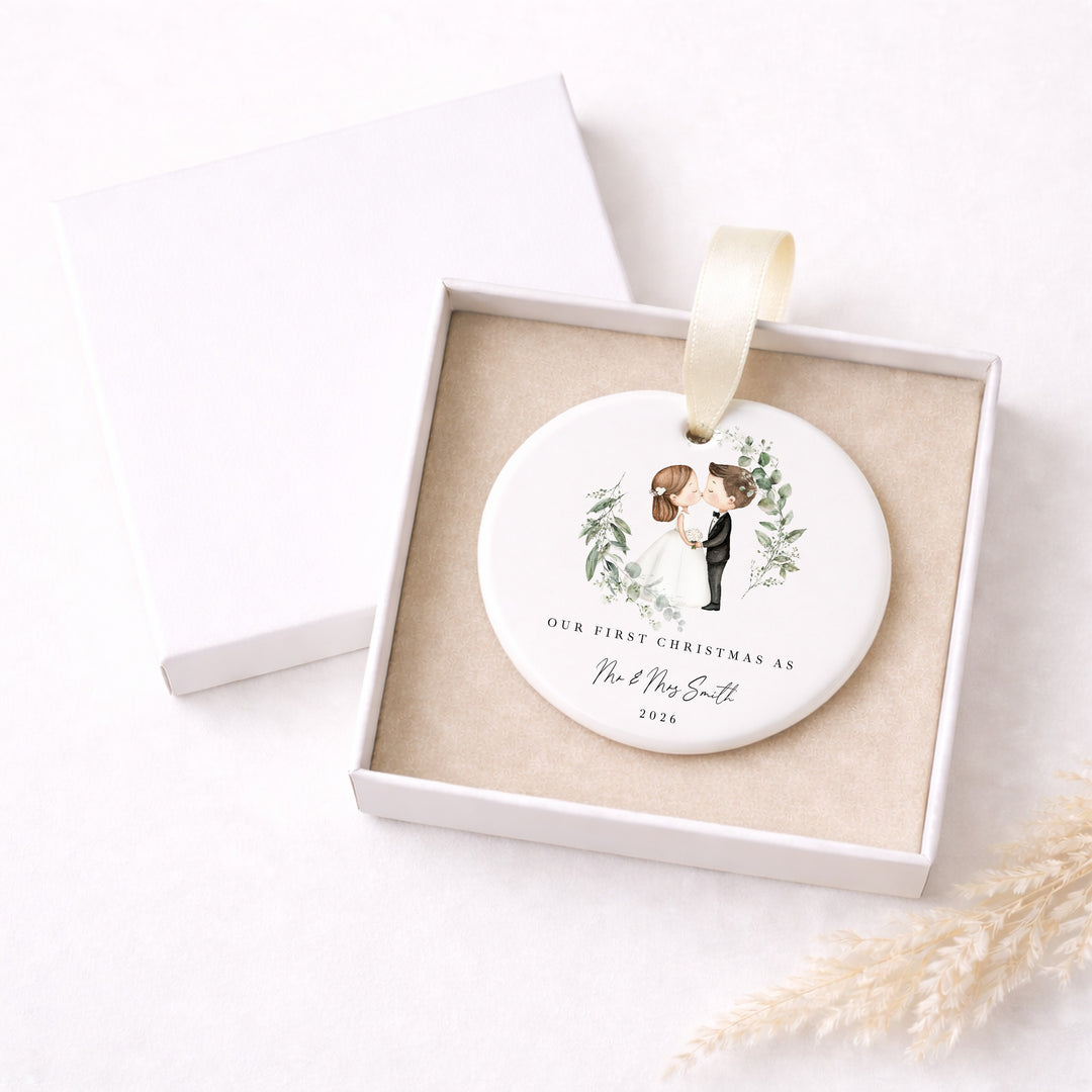 Personalised Couple Our First Christmas Married Bauble