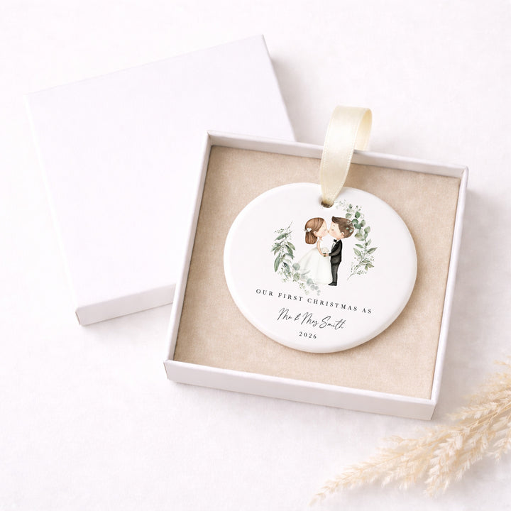 Personalised Couple Our First Christmas Married Bauble