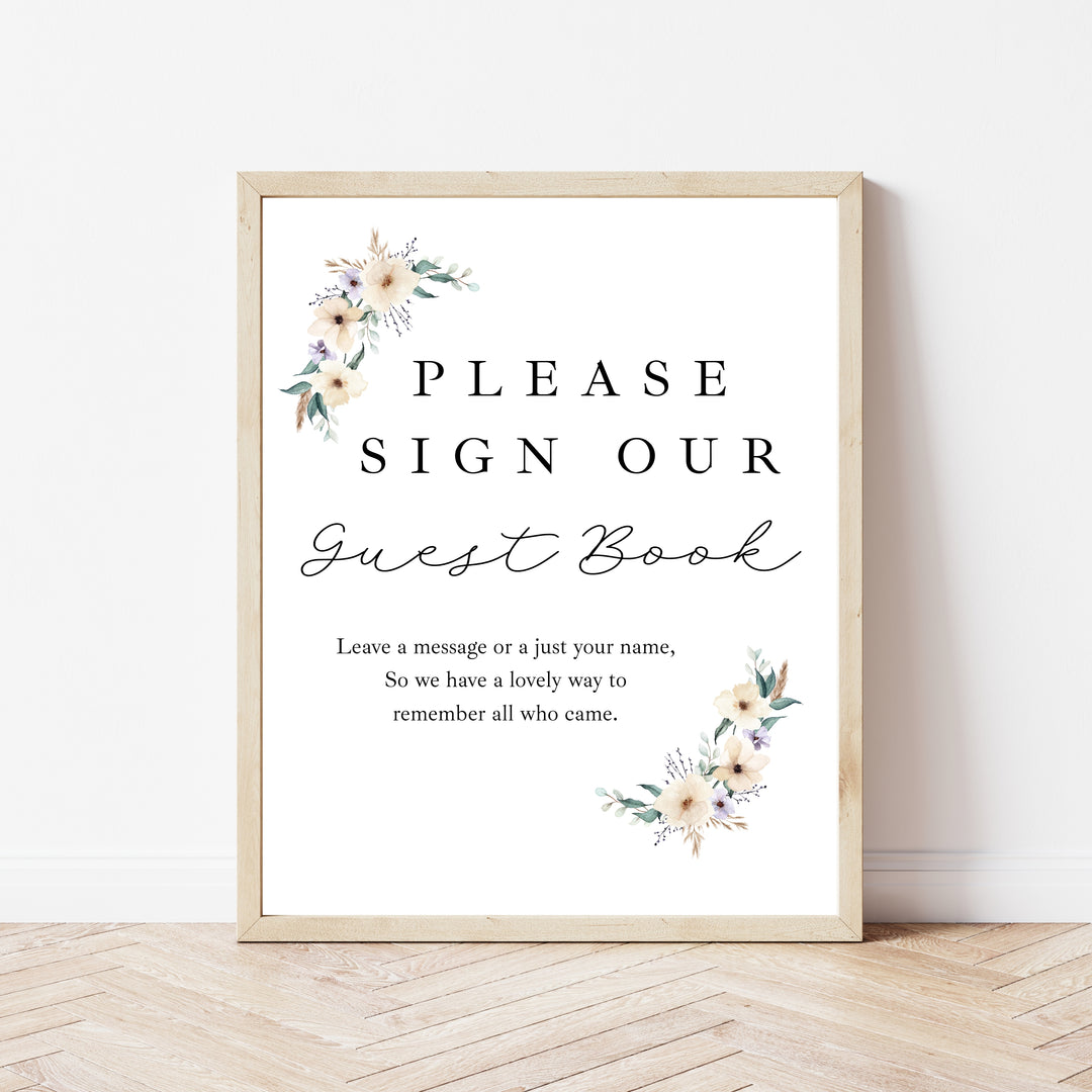 Personalised White Floral Wedding Day Guest Book