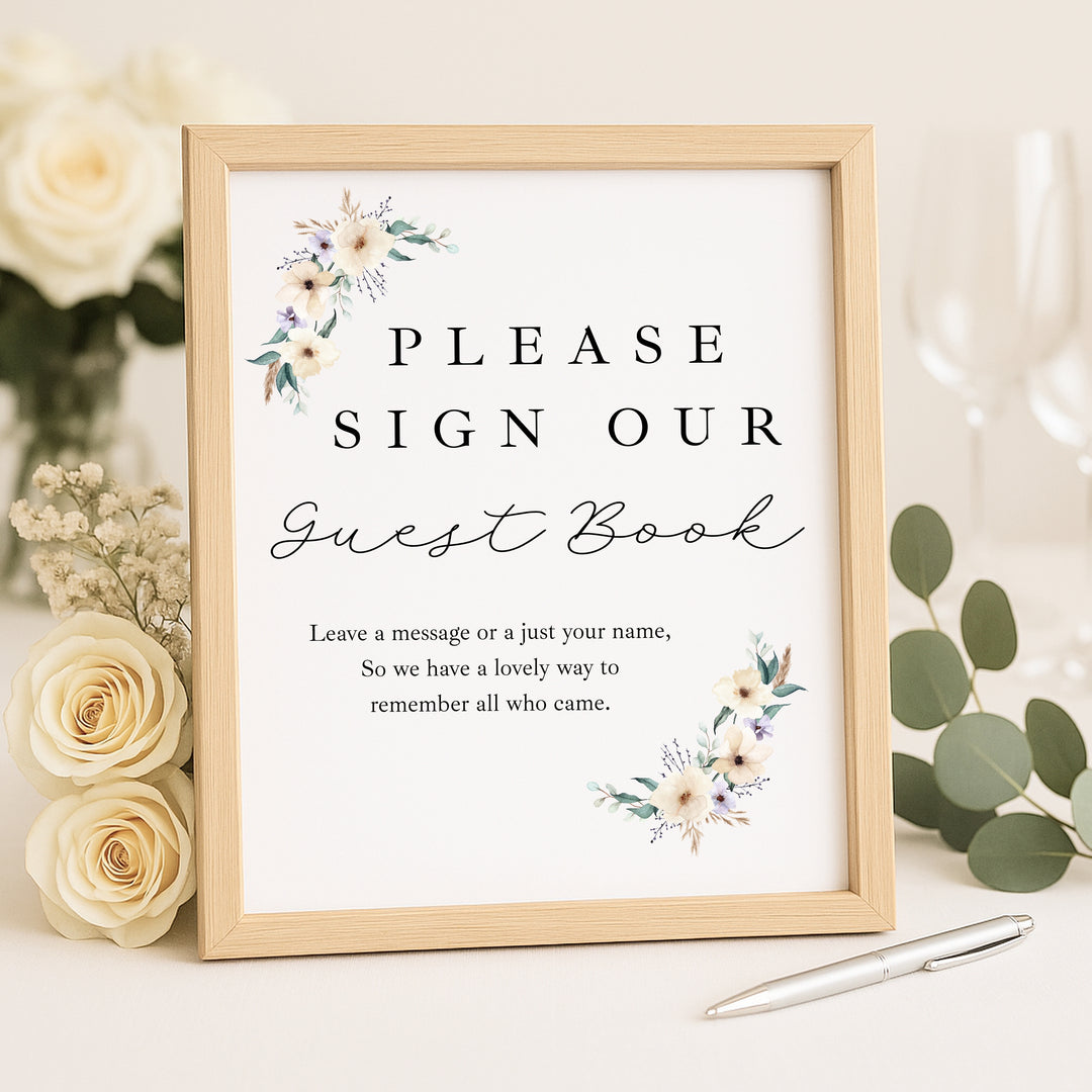 Personalised White Floral Wedding Day Guest Book