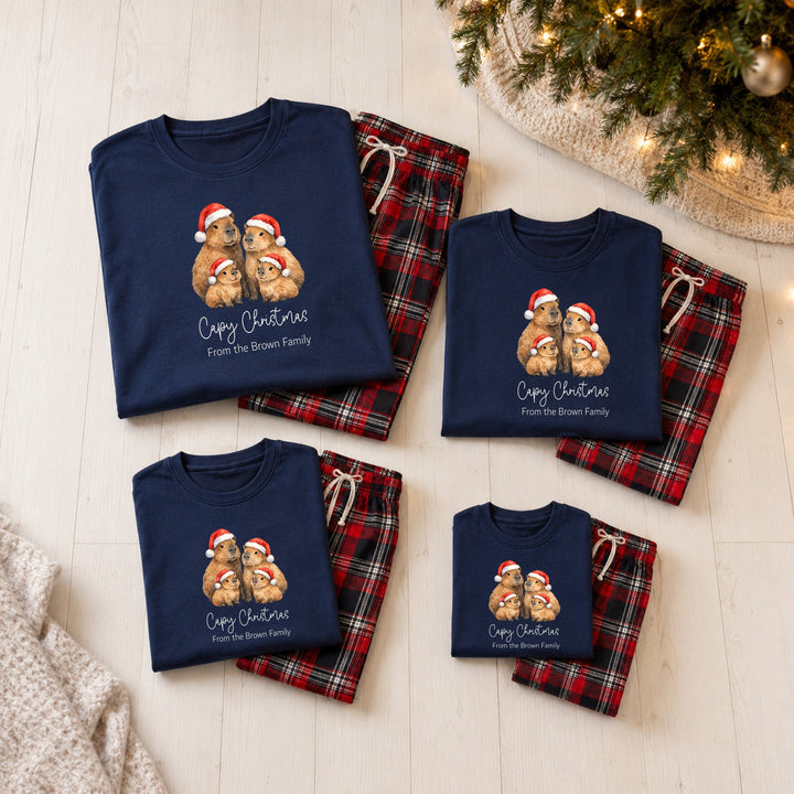 Personalised Family Matching Navy Tartan Christmas Pyjamas
